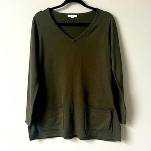 New‎ York & Company Army Green Acrylic V-Neck Sweater